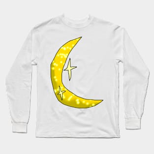 Crescent Yellow Sparkly Moon Long Sleeve T-Shirt